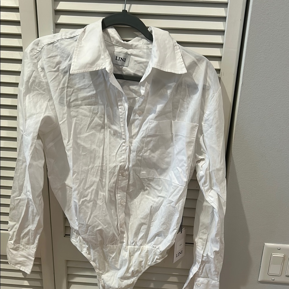 LINI Crisp White Button-Up Shirt